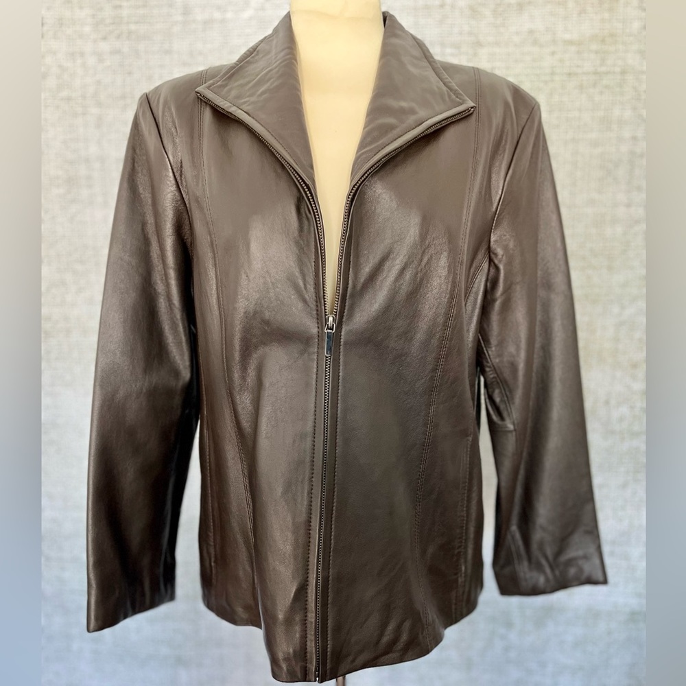 Women’s Nine West Separates - Dark Chocolate brown 100% Genuine leather jacket